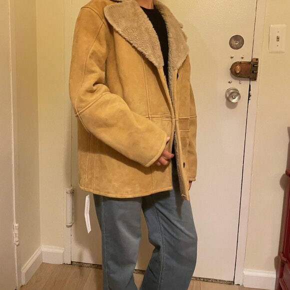 Reformation Jackets & Blazers - Reformation Veda Luca Suede Shearling Coat XS (Parmesan/Tan) - NWT